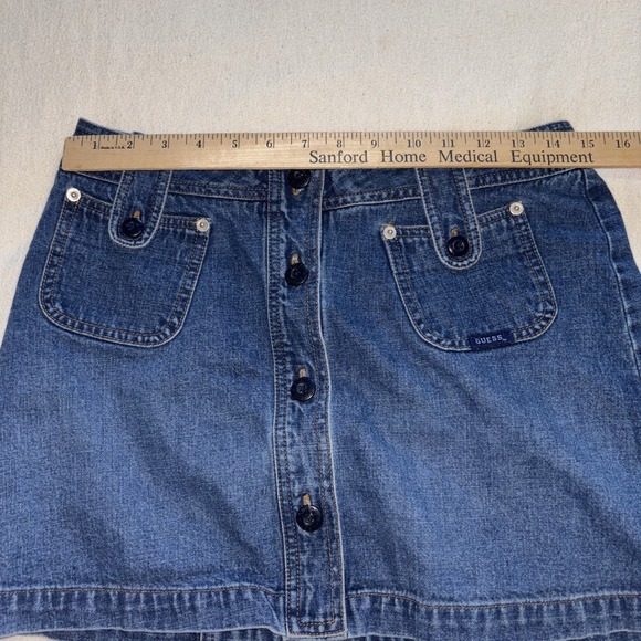 Guess Denim Jean Mini Skirt Button Down Front Pockets Sz29(8) Bohemian Festival - Picture 6 of 7